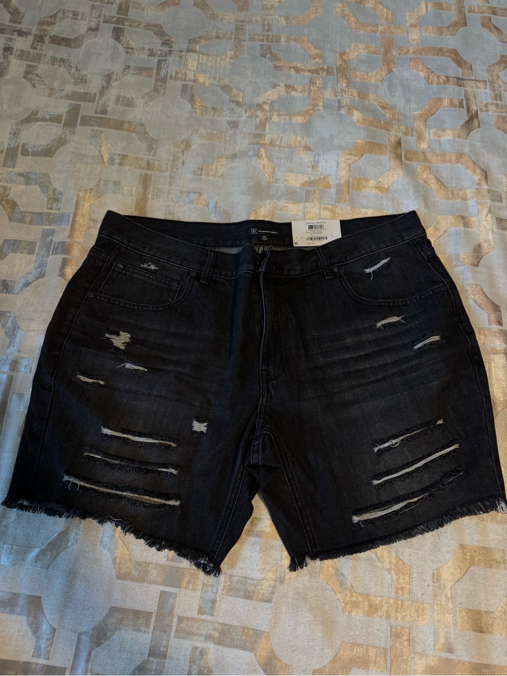 Distressed Black Denim Men’s Shorts